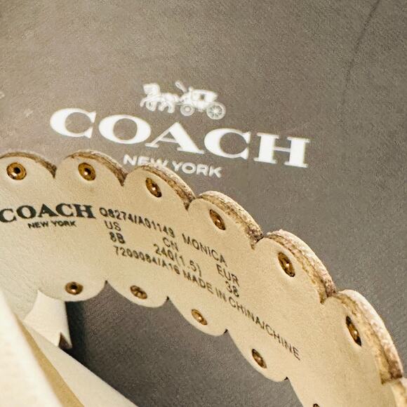 COACH Scalloped Studded Cream High Heels Dress Shoes – Size 8 - Picture 7 of 8